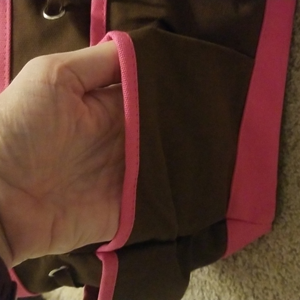 Stylish Pink and Brown Tote Bag - Picture 2 of 5